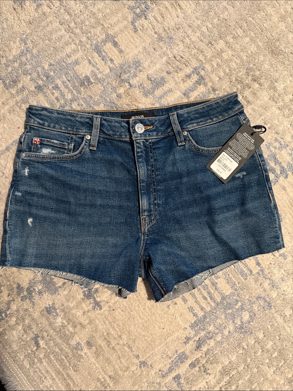 Hudson Jeans Dark Blue Denim Cutoff Shorts with Raw Hem